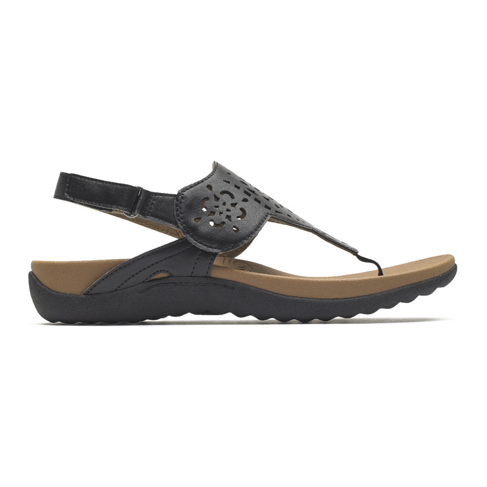 Sandalias Rockport Mujer Mexico - Ridge Circle Cutout Thong Negros - QZFNR8479